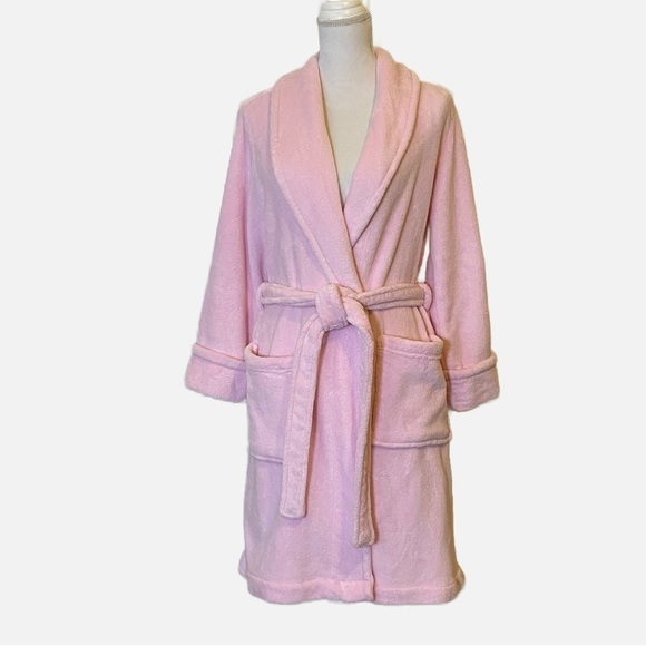 Charter Club Intimates Pink Fuzzy Shawl Collar Robe Size Medium - Picture 8 of 8